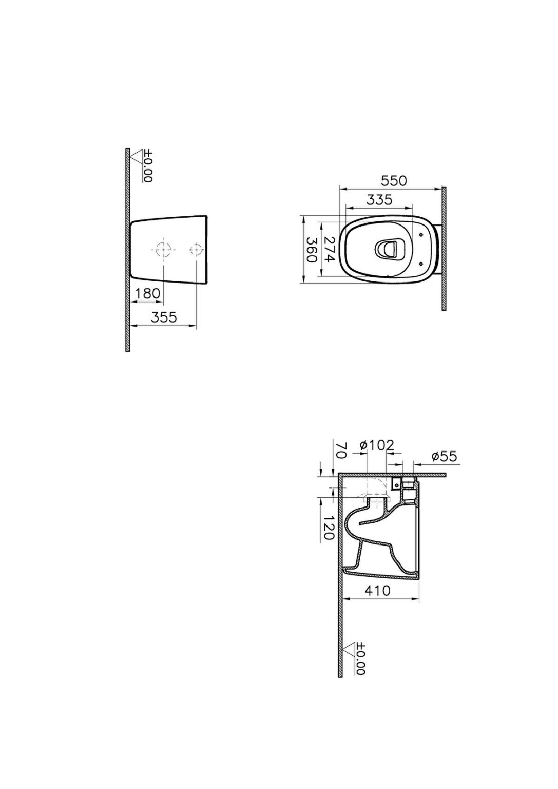 Plural Rim-ex Floor Standing WC, 55cm