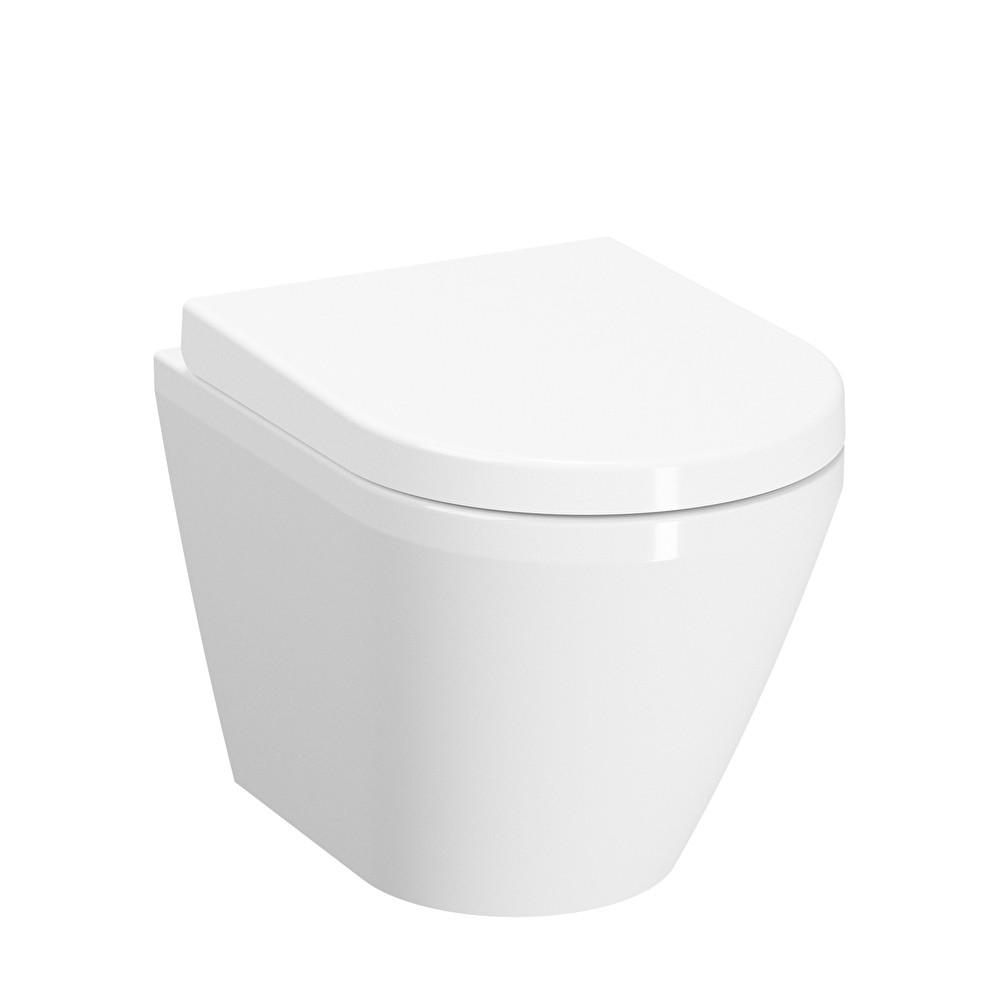 Integra Round & Square Rim-ex wall-hung WC pan, hidden fixation, compact, 50 cm